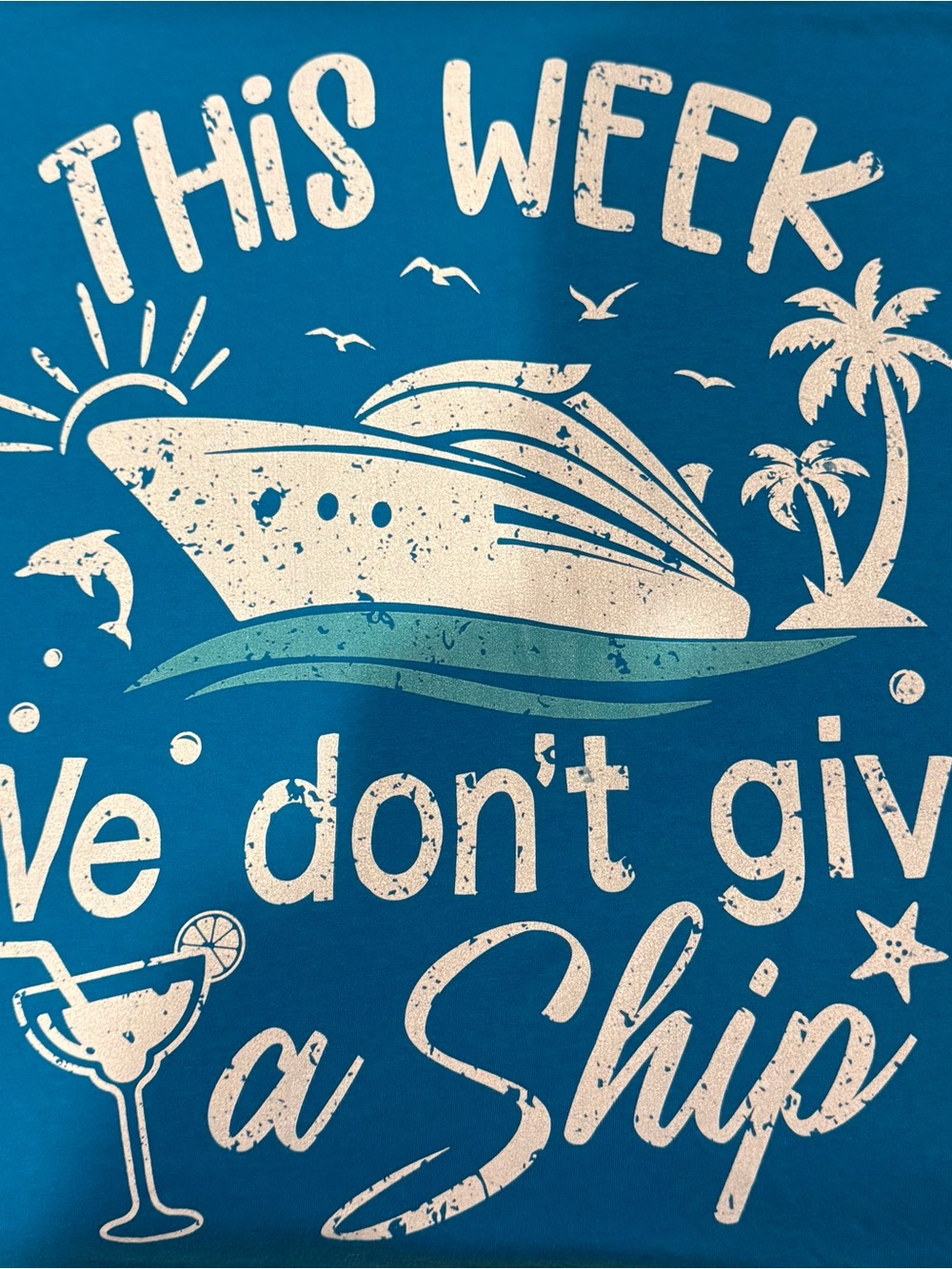 Funny Cruise Graphic Tee - Bright Blue with White Print SZ L and XXXL